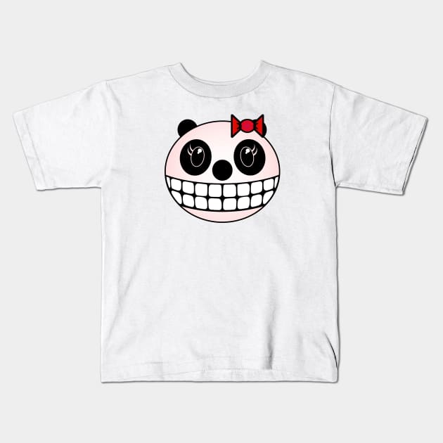 Girl Panda Bear - Red Bow Kids T-Shirt by RawSunArt